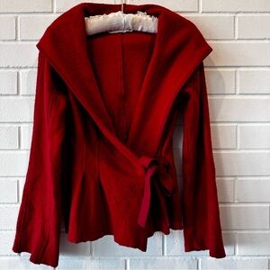 Anthropologie Sparrow tie red sweater size Small